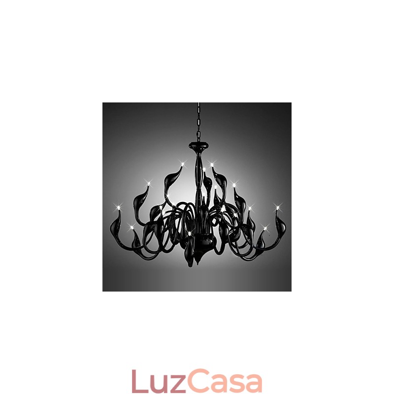 Lustre moderno 24 luzes G4 pintura preta