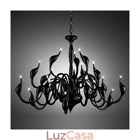 Lustre moderno 24 luzes G4 pintura preta