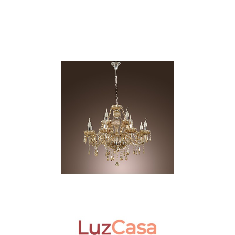 Lustre de cristal luxo moderno 2 níveis sala de estar 12 luzes