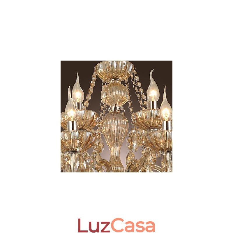 Lustre de cristal luxo moderno 2 níveis sala de estar 12 luzes