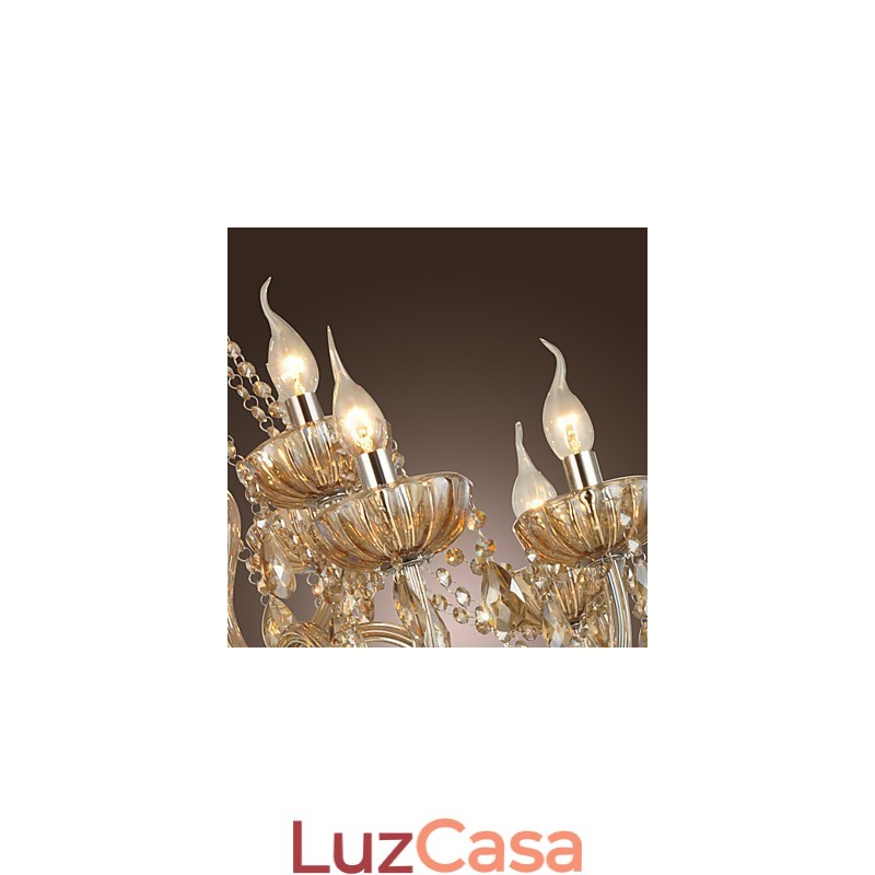 Lustre de cristal luxo moderno 2 níveis sala de estar 12 luzes