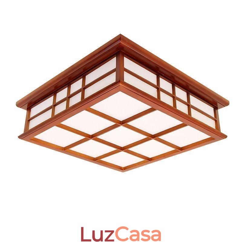 Luminária de teto estilo retrô de madeira embutida