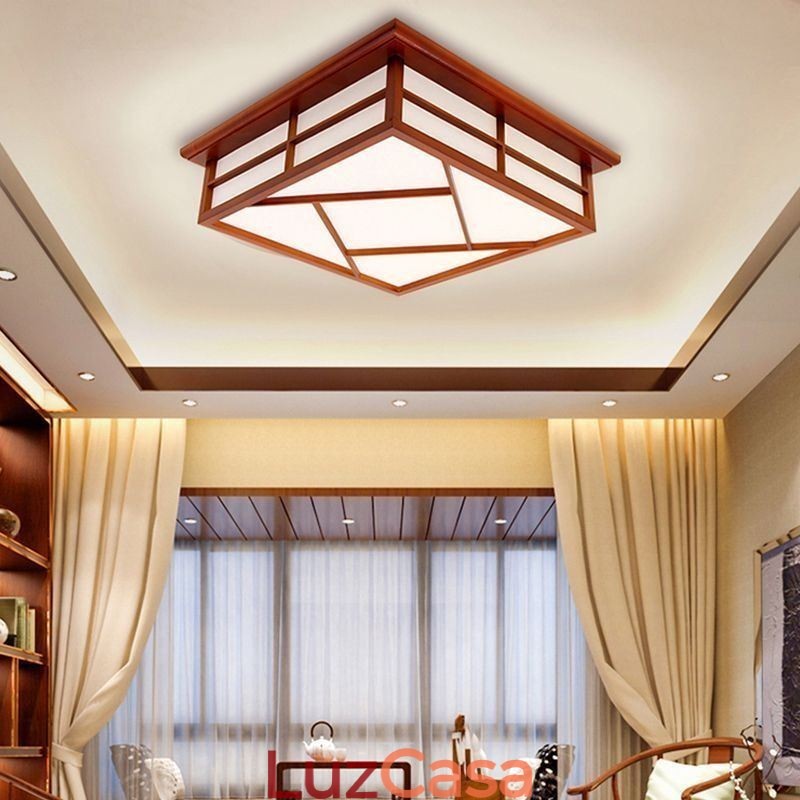 Luminária de teto estilo retrô quadrada embutida