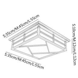 Luminária de teto estilo retrô quadrada embutida