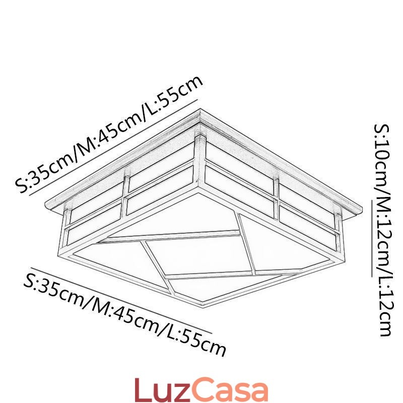 Luminária de teto estilo retrô quadrada embutida