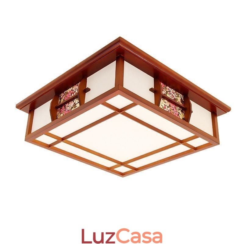 Luminária de teto quadrada embutida de madeira retrô