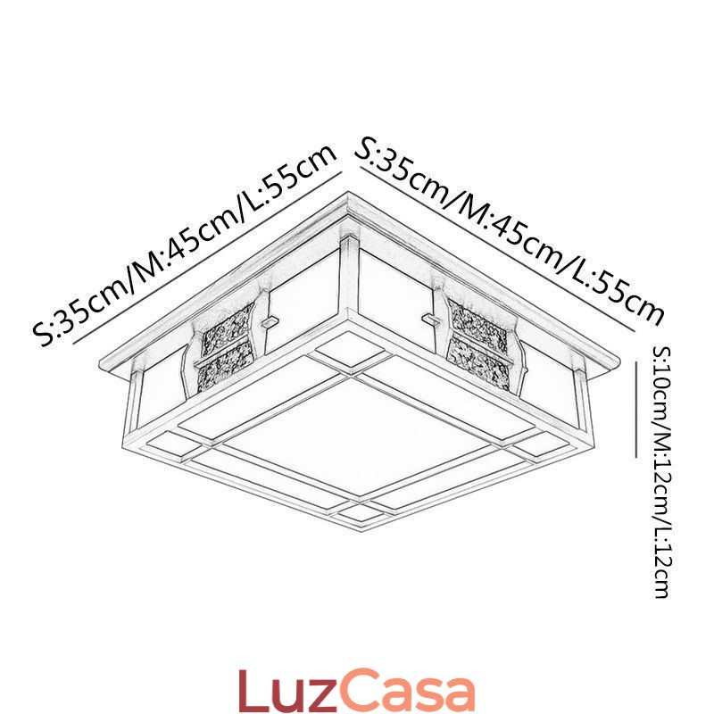 Luminária de teto quadrada embutida de madeira retrô