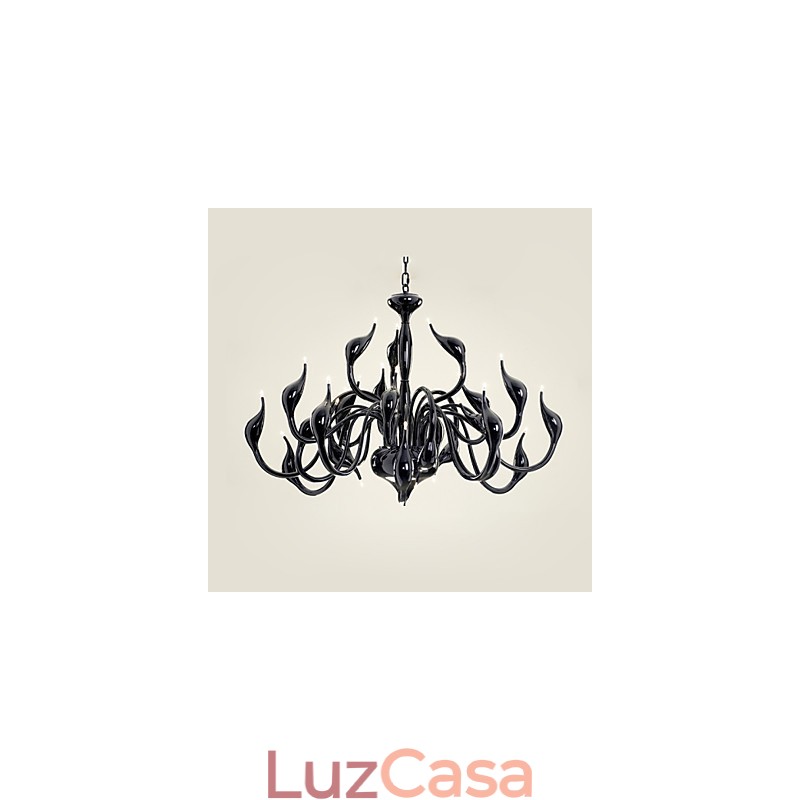 Lustre moderno 24 luzes G4 pintura preta