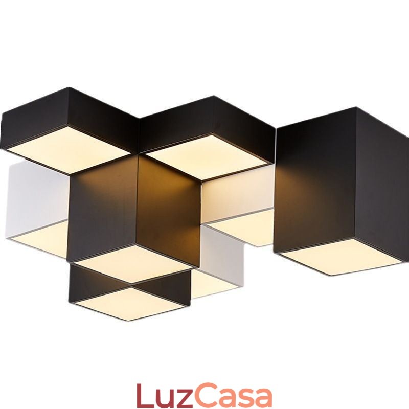 Luminária de teto moderna em cubo