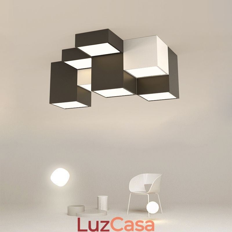 Luminária de teto moderna em cubo