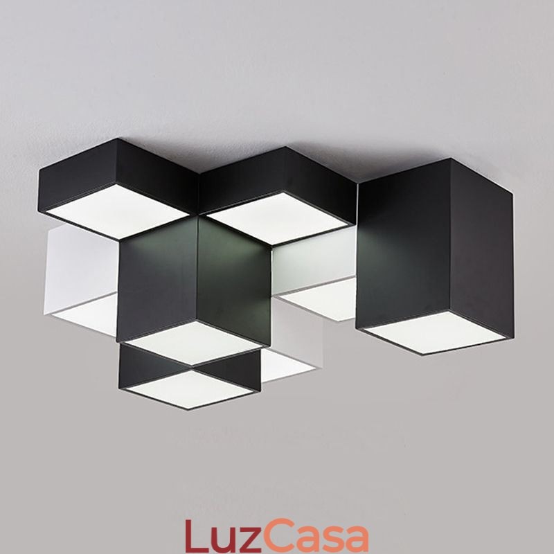 Luminária de teto moderna em cubo