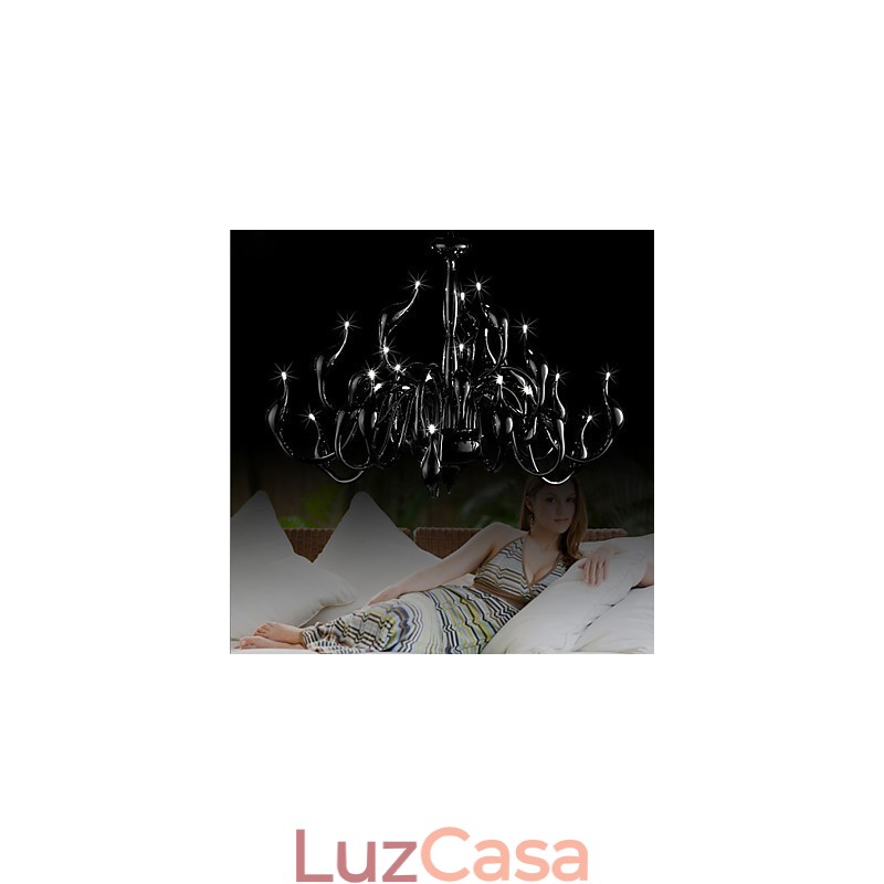 Lustre moderno 24 luzes G4 pintura preta