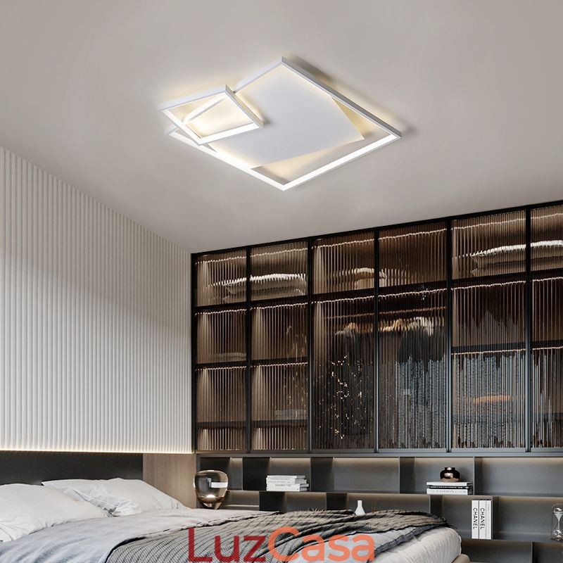 Luminária de teto moderna quadrada, luminárias inteligentes para ambientes internos