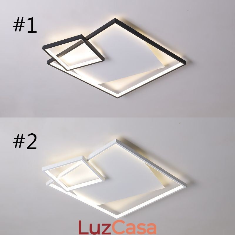 Luminária de teto moderna quadrada, luminárias inteligentes para ambientes internos