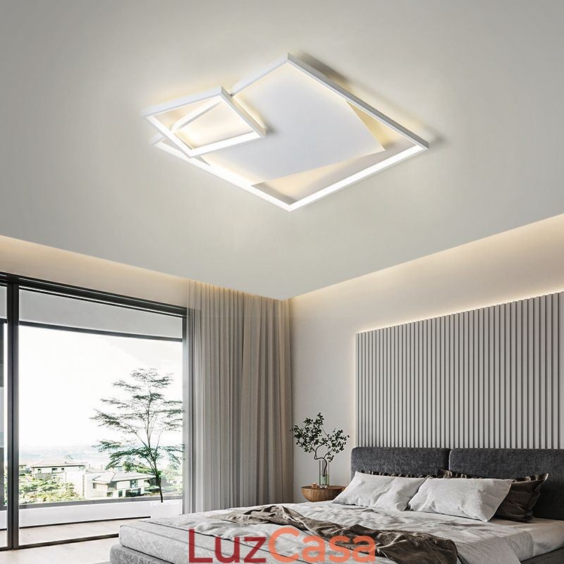 Luminária de teto moderna quadrada, luminárias inteligentes para ambientes internos