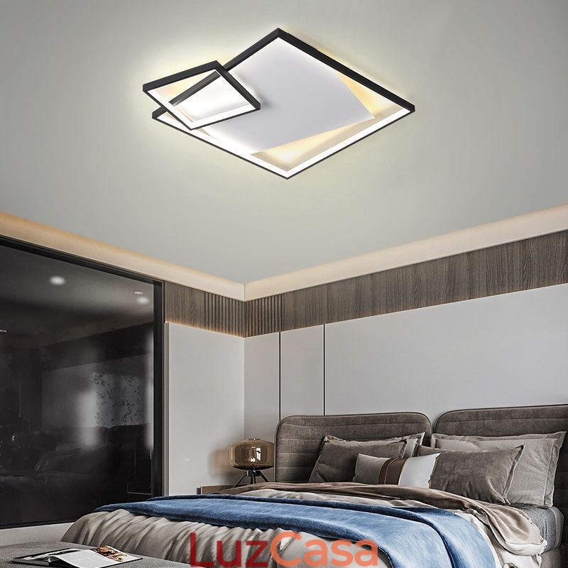 Luminária de teto moderna quadrada, luminárias inteligentes para ambientes internos