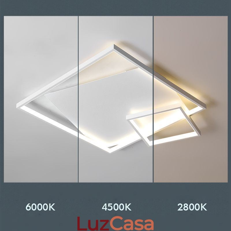 Luminária de teto moderna quadrada, luminárias inteligentes para ambientes internos