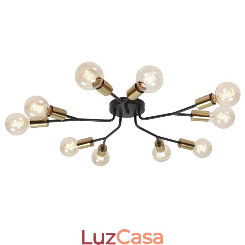 Luminária de teto moderna Lustre preto vintage