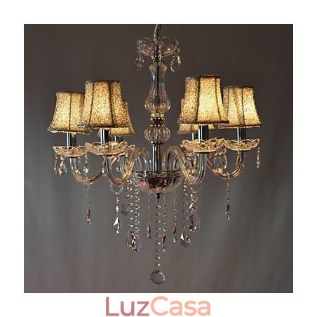 Lustre moderno de luxo com 6 luzes em decoração de cristal Lustre moderno de luxo com 6 luzes em decoração de cristal