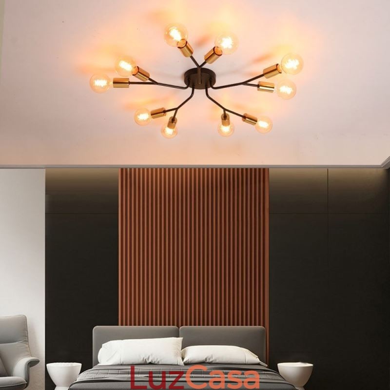 Luminária de teto moderna Lustre preto vintage