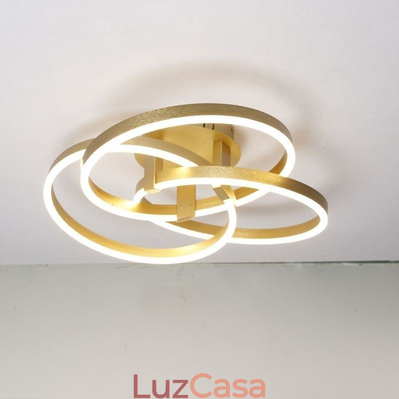 Luminária de teto moderna com 3 anéis