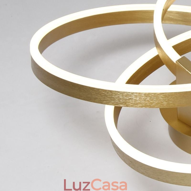 Luminária de teto moderna com 3 anéis