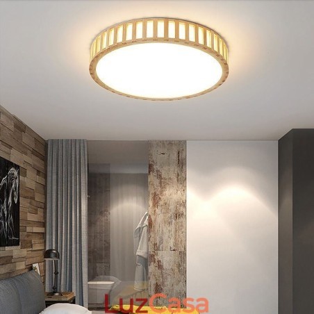 Luminária japonesa de teto de madeira