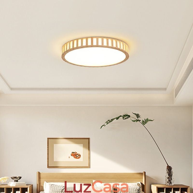 Luminária japonesa de teto de madeira