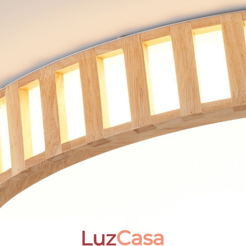 Luminária japonesa de teto de madeira