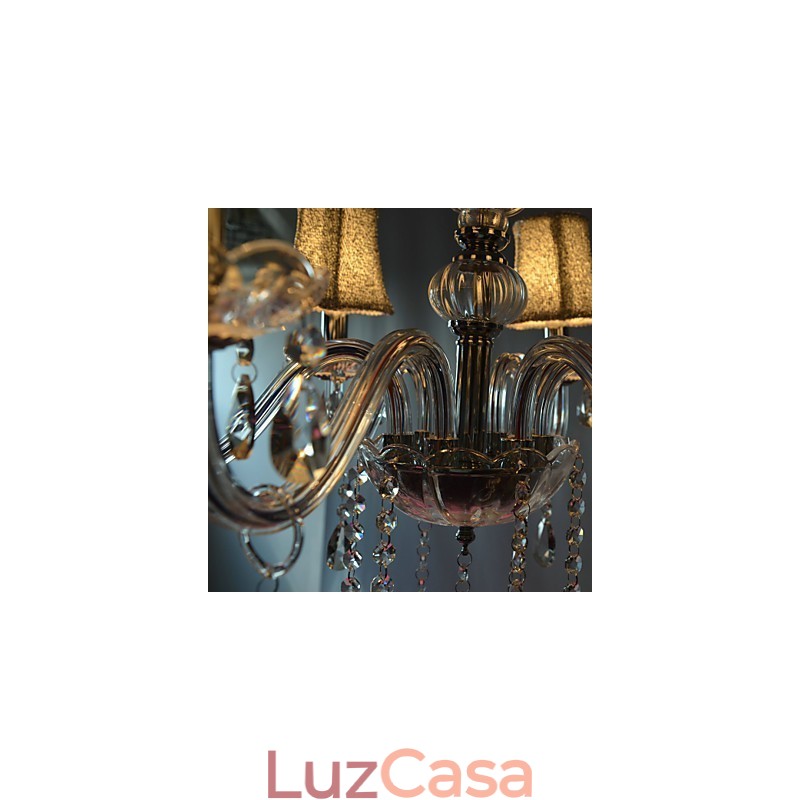 Lustre moderno de luxo com 6 luzes em decoração de cristal