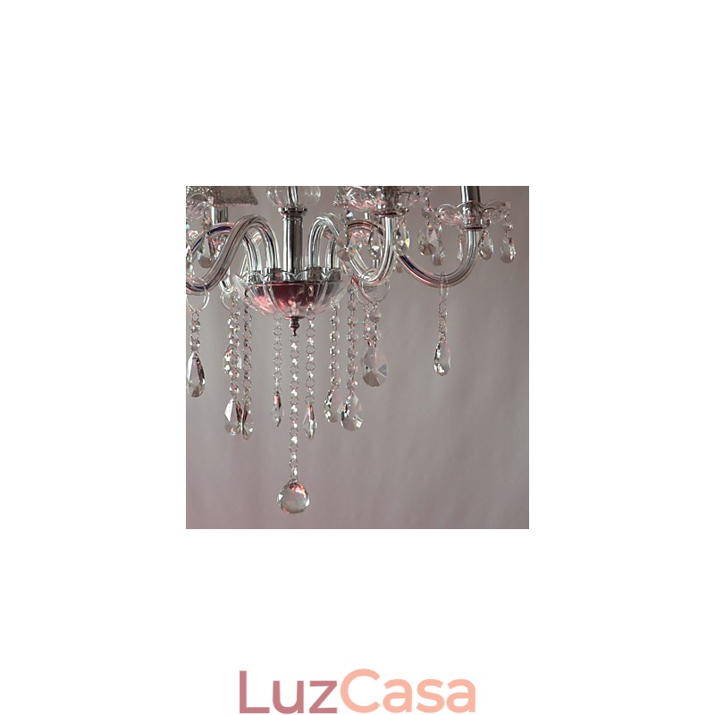 Lustre moderno de luxo com 6 luzes em decoração de cristal