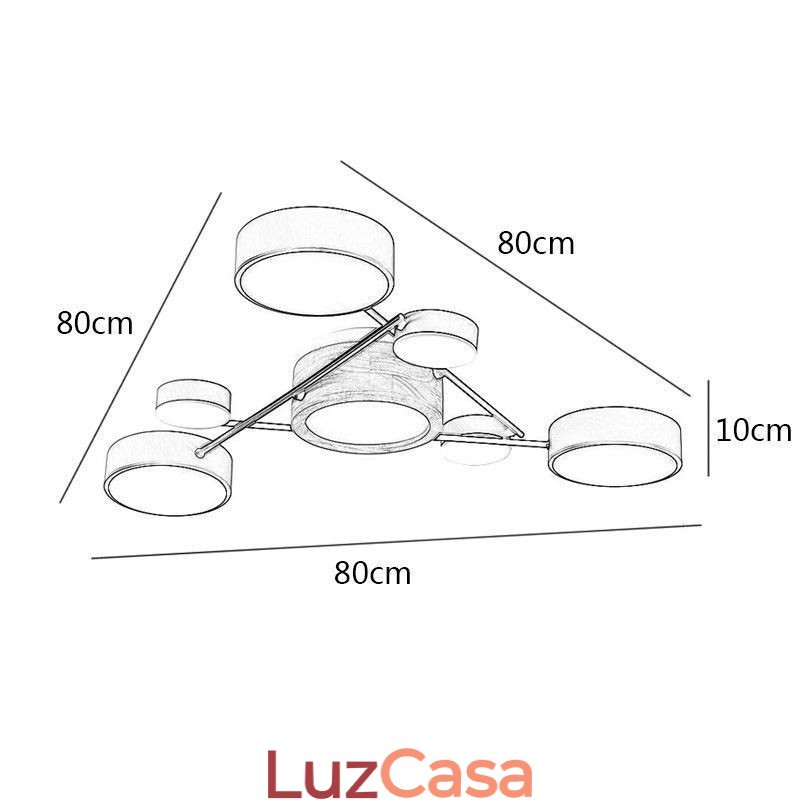 Luminária de teto acrílica com formato molecular moderno