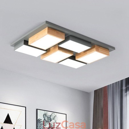 Luminária de teto moderna em acrílico, luminária de teto geométrica de madeira Luminária de teto moderna em acrílico, luminária de teto geométrica de madeira