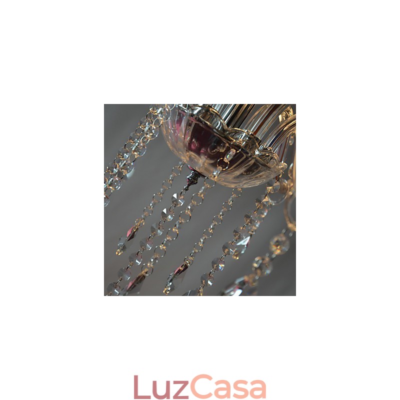 Lustre moderno de luxo com 6 luzes em decoração de cristal