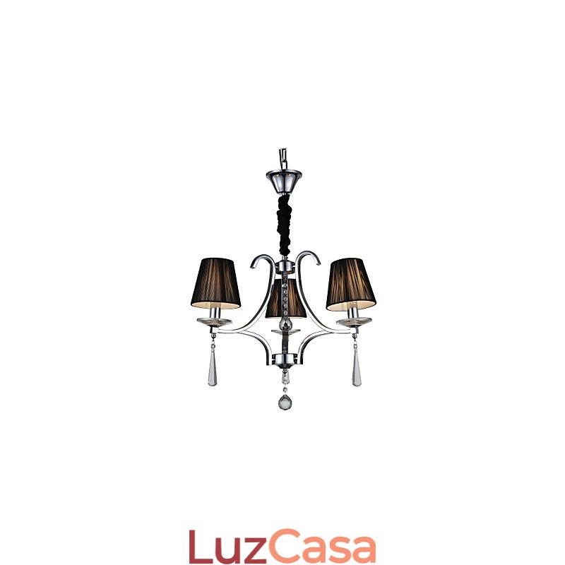 Lustre moderno contemporâneo de cristal cromado em metal