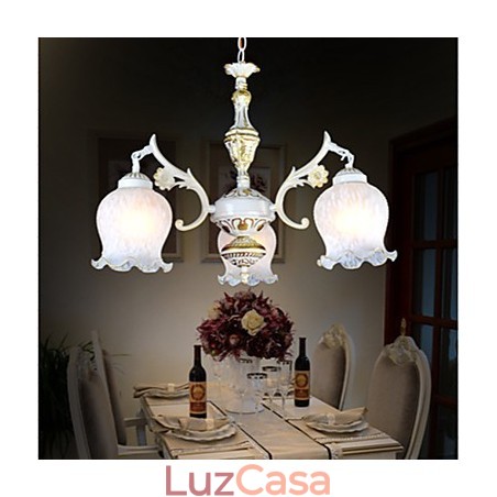 Lustre Três Luzes Branco Europeu Retro Clássico Lustre Três Luzes Branco Europeu Retro Clássico