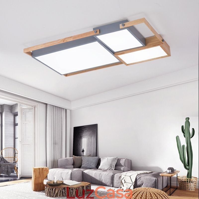 Luminária de teto moderna com emenda retangular