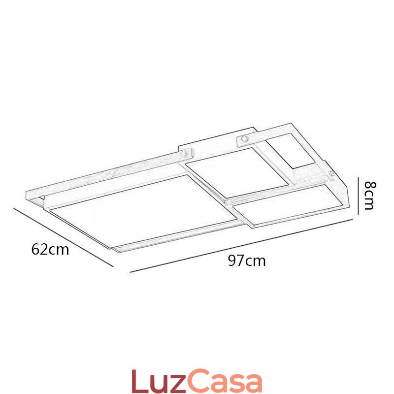 Luminária de teto moderna com emenda retangular