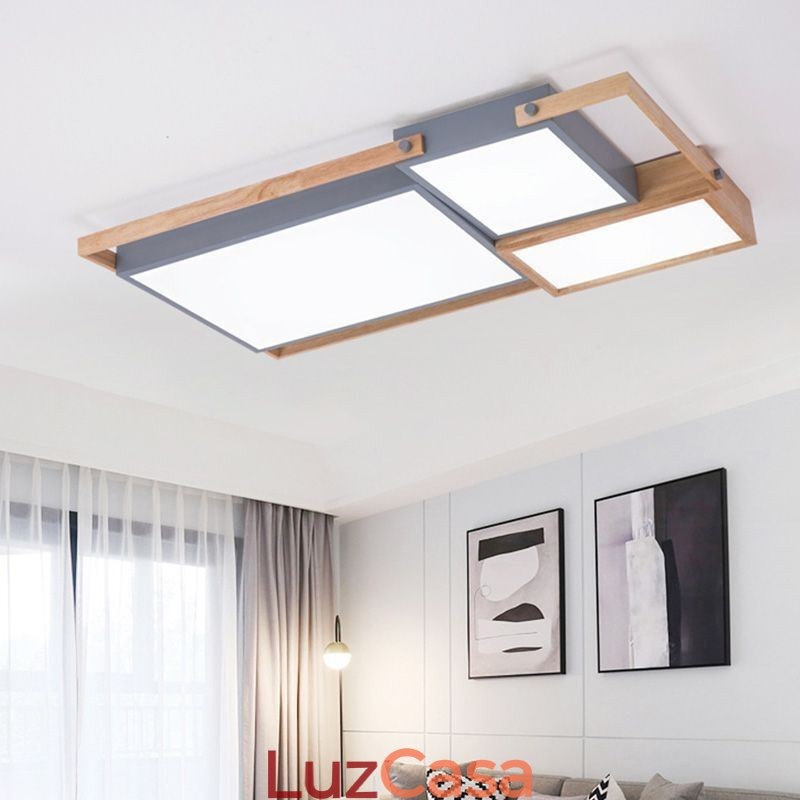 Luminária de teto moderna com emenda retangular