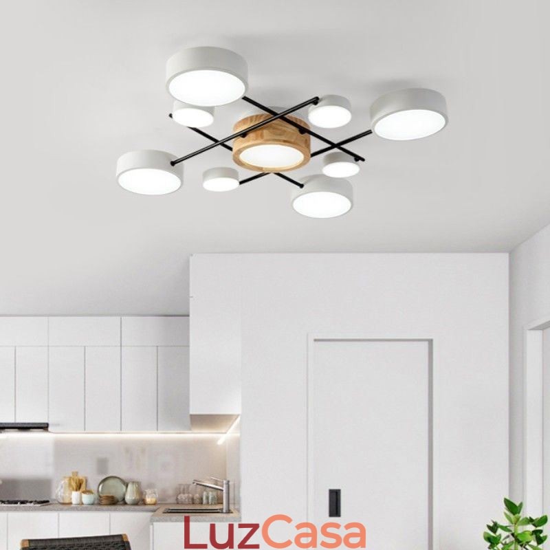 Luminária de teto moderna com emenda de quatro lados