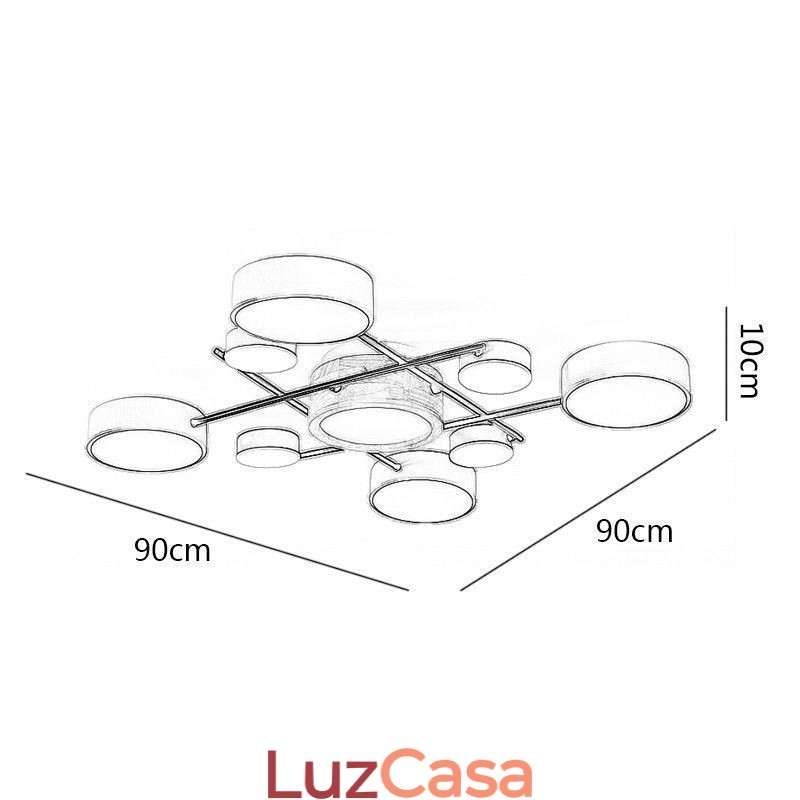 Luminária de teto moderna com emenda de quatro lados