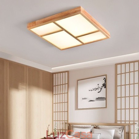 Luminária de teto acrílica japonesa Luminária de teto de madeira geométrica