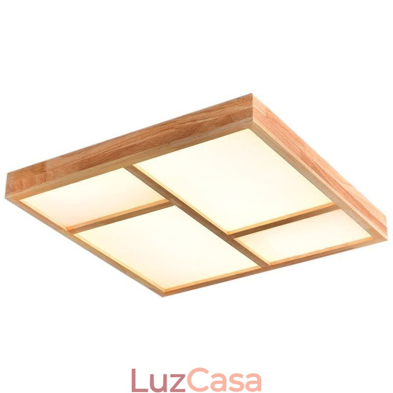 Luminária de teto acrílica japonesa Luminária de teto de madeira geométrica