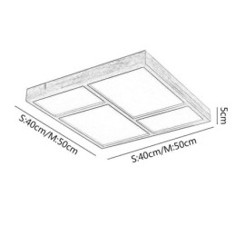 Luminária de teto acrílica japonesa Luminária de teto de madeira geométrica
