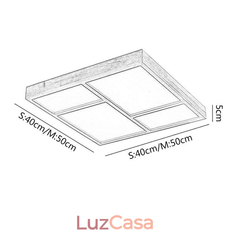 Luminária de teto acrílica japonesa Luminária de teto de madeira geométrica