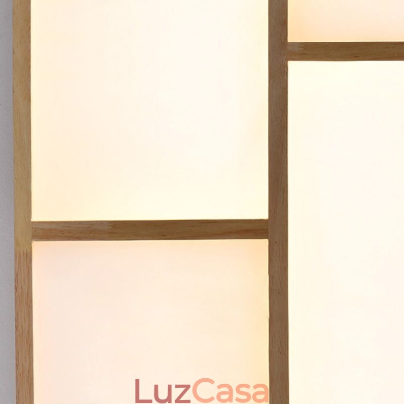 Luminária de teto acrílica japonesa Luminária de teto de madeira geométrica