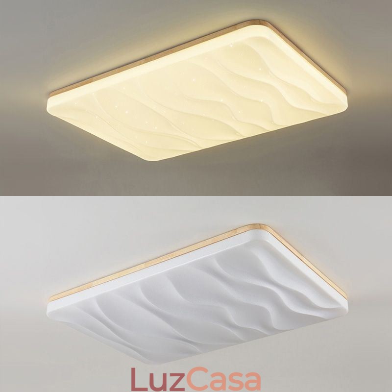 Luminária de teto retangular ondulada de acrílico japonesa