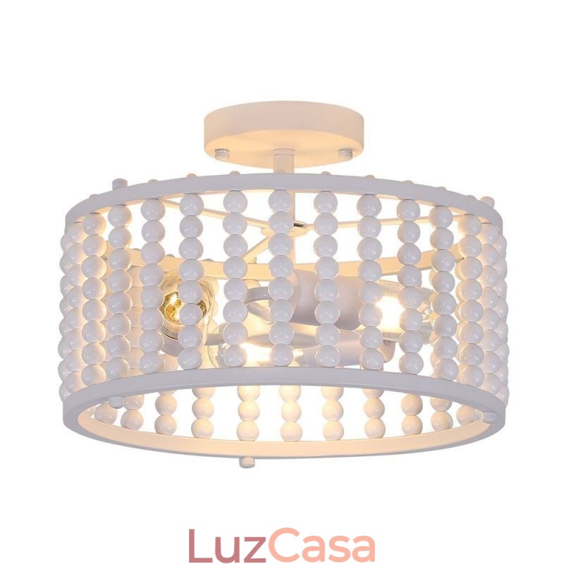 3 Luzes de Teto Luminária de Teto de Contas de Madeira Foyer