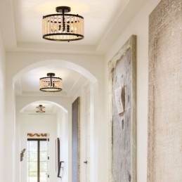 3 Luzes de Teto Luminária de Teto de Contas de Madeira Foyer
