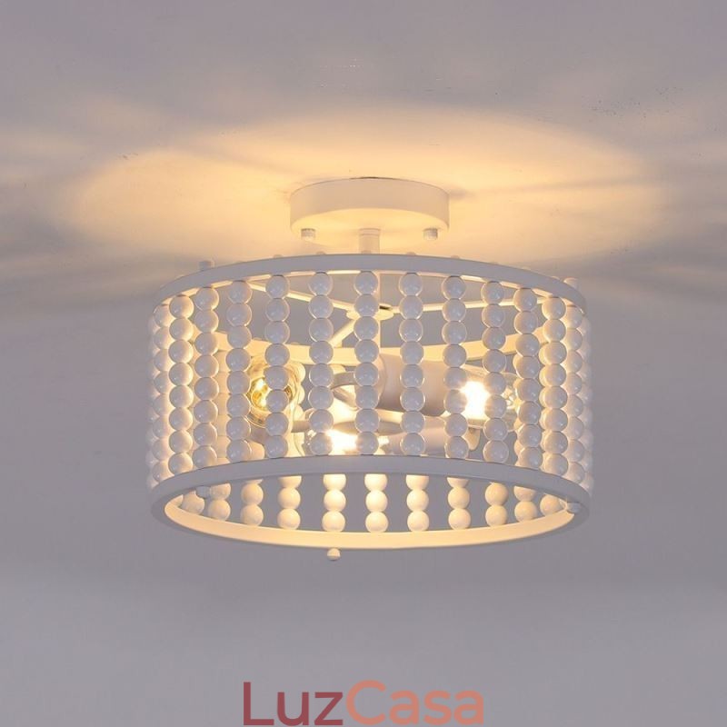 3 Luzes de Teto Luminária de Teto de Contas de Madeira Foyer